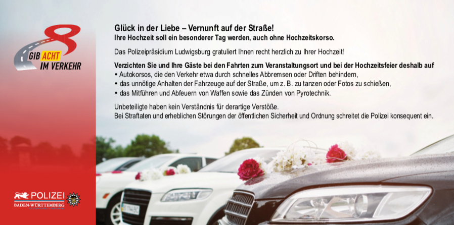 Karte mit Tipps wegen Hochzeitskorso